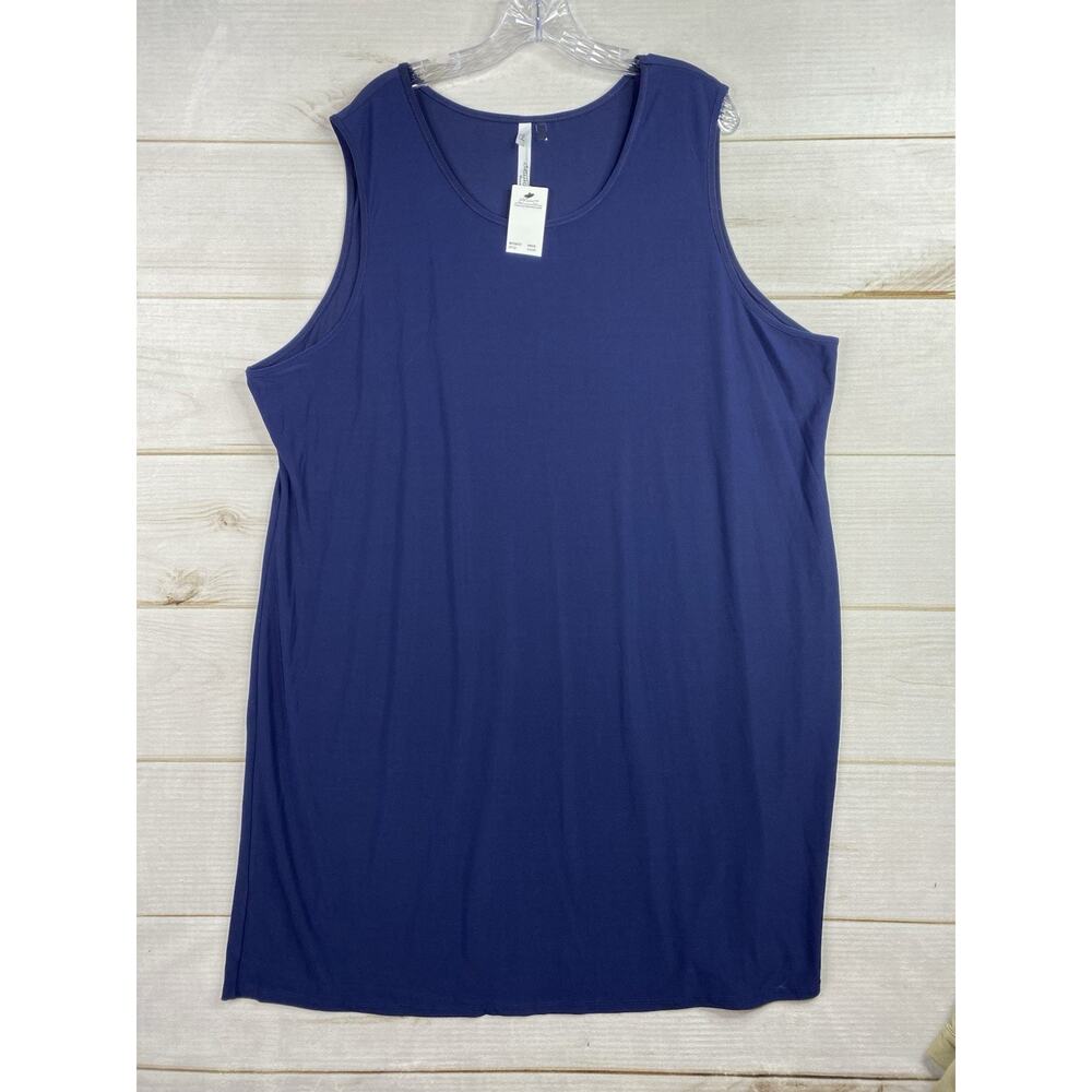 NY Collection Dress Womens 3X Navy Blue Sleeveless Jersey Knit Tank Casual NWT